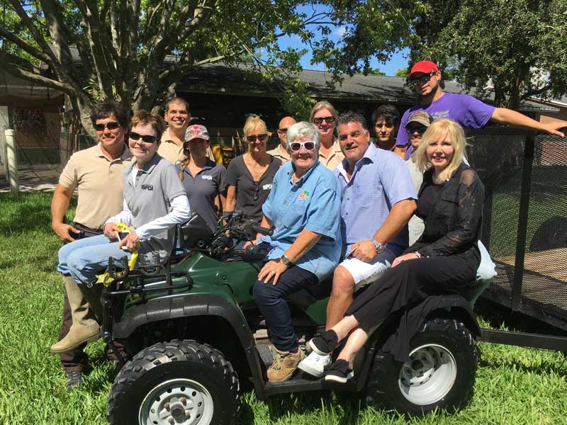 All aboard! Commissioner Sally A. Heyman, SFSPCA staff and board members, and law enforcement officers hop on the new ATV and flatbed trailer generously donated by Greg DiMaria (West Delray Collision Center). Special thanks to the Greater Miami-Miami Beach Police Foundation (not pictured: Al Eskanazy, Barry Skolnick Co-Chairs). #Partners!