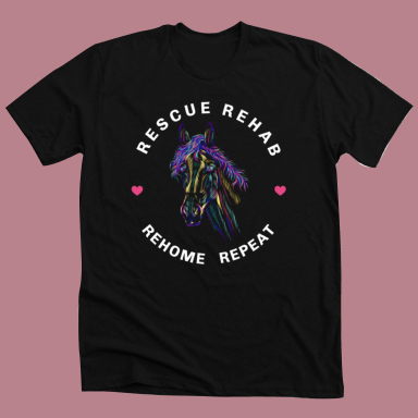rescueRehabRehomeRepeatTshirt_smallHomepageSlider Rescue Rehab Rehome Repeat T-shirt for sale
